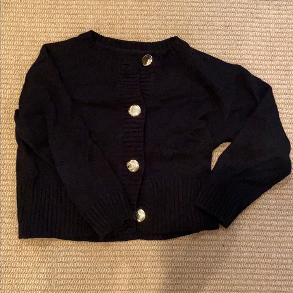 Black gold button vintage cardigan sweater knit